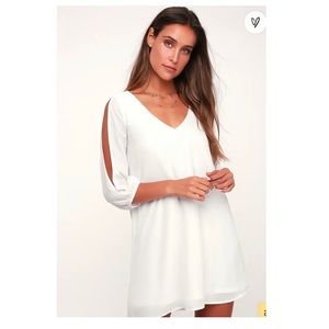 Lulu’s Shifting Dears Ivory Long Sleeve Dress